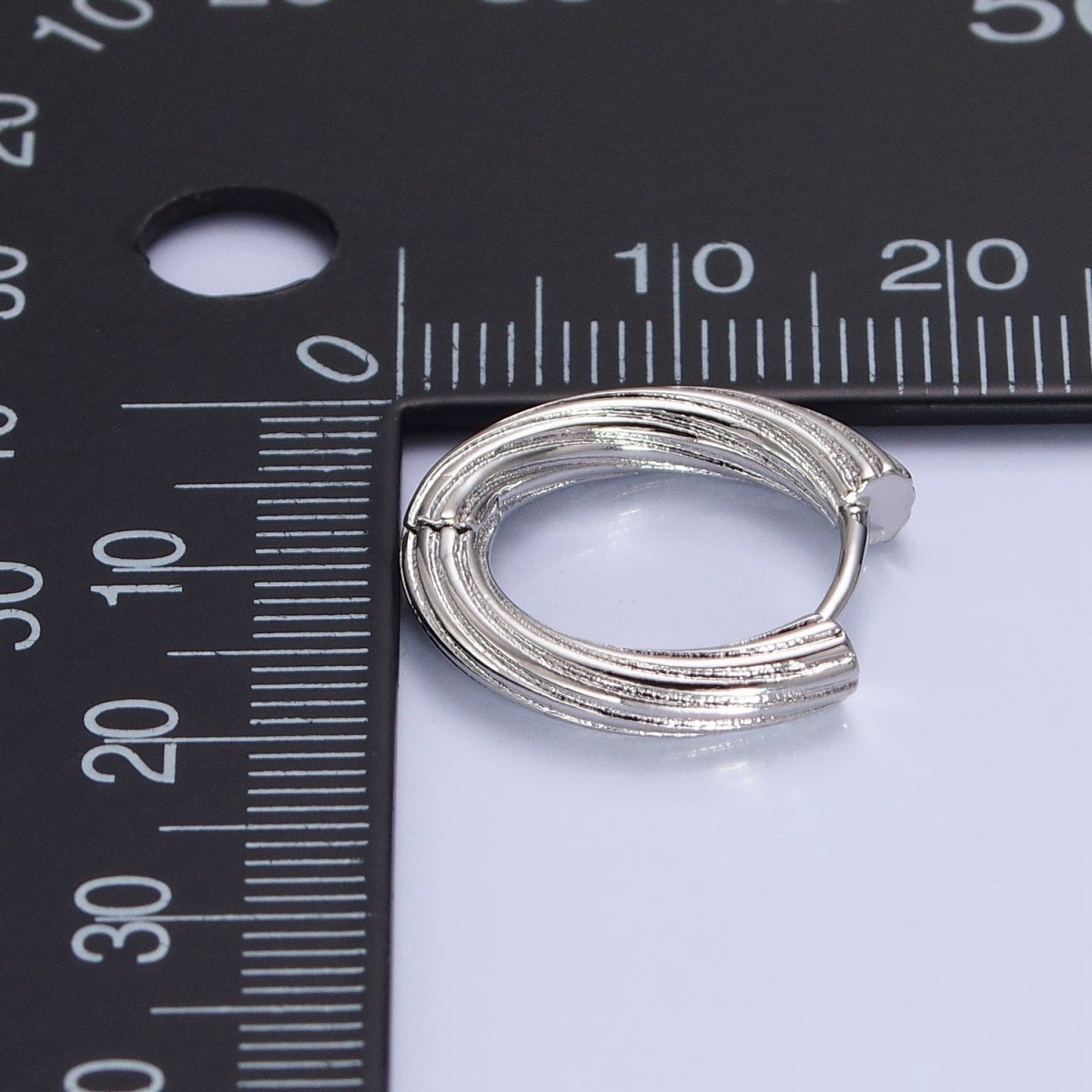 Silver Line-Textured Twisted 17mm Endless Hoop Earrings | AB820