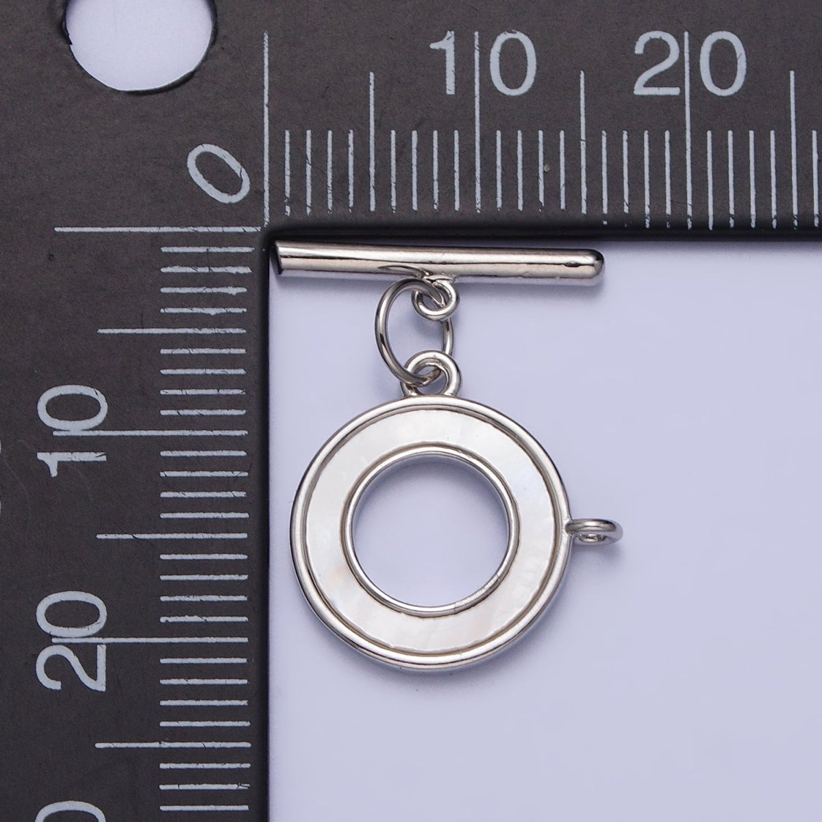Silver Open Round Shell Pearl Open Loop Toggle Clasps Jewelry Closure Supply | Z-062