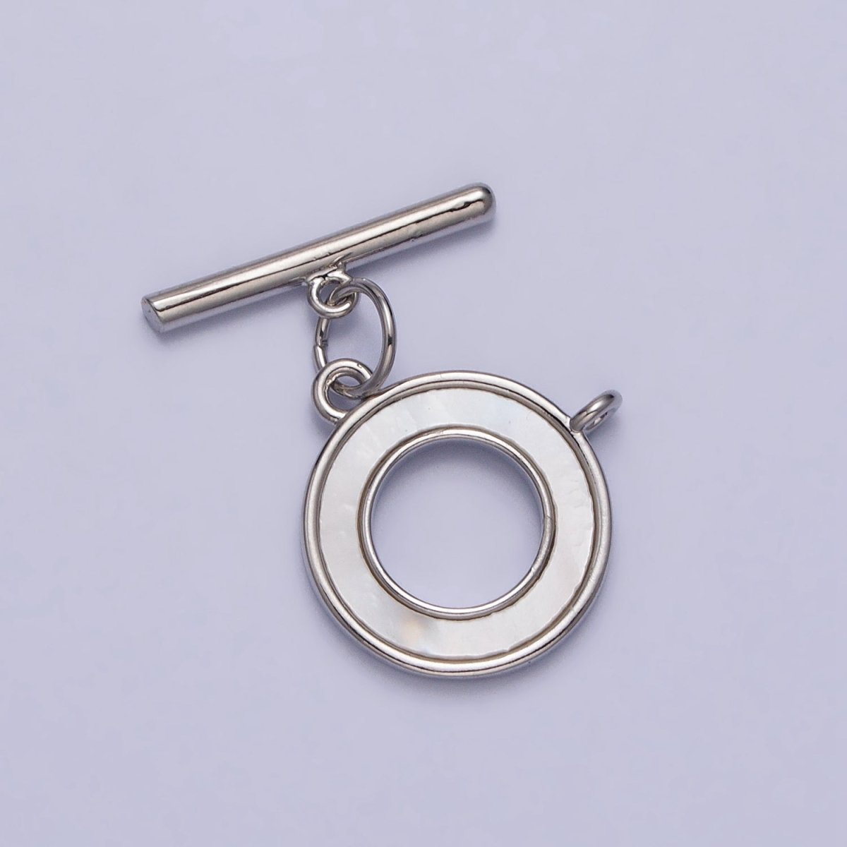 Silver Open Round Shell Pearl Open Loop Toggle Clasps Jewelry Closure Supply | Z-062