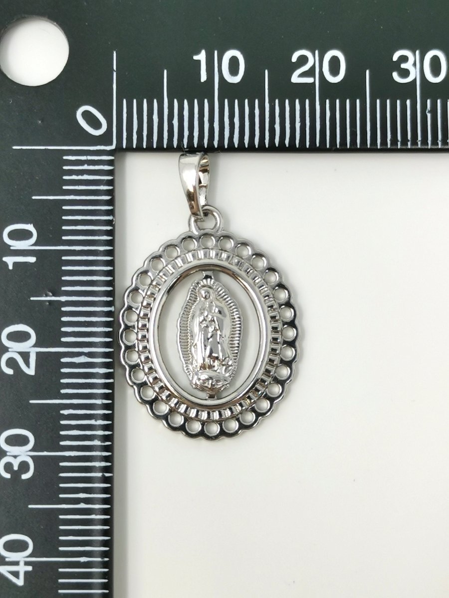 Silver Our Lady of Guadalupe Medal, Our Lady Guadalupe Necklace Pendant Virgin Guadalupe Pendant, Virgin Mary "Ave Maria - Hail Mary" I-366