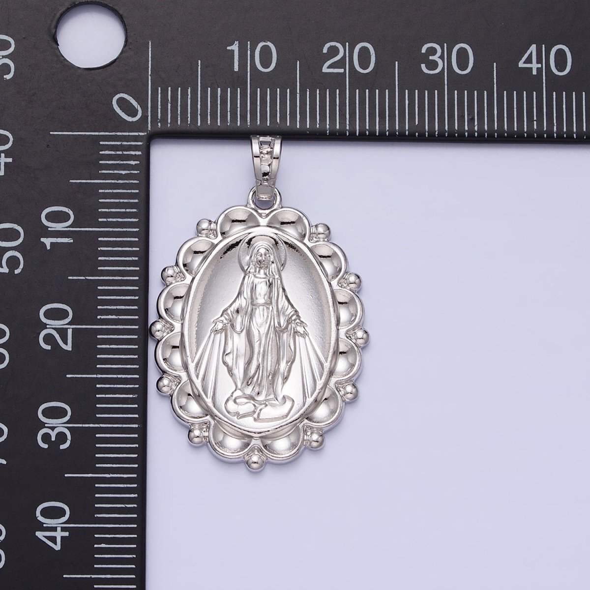 Silver Oval Miraculous Lady Pendant Catholic Virgin Mary Charm Religious Jewelry Making AA240