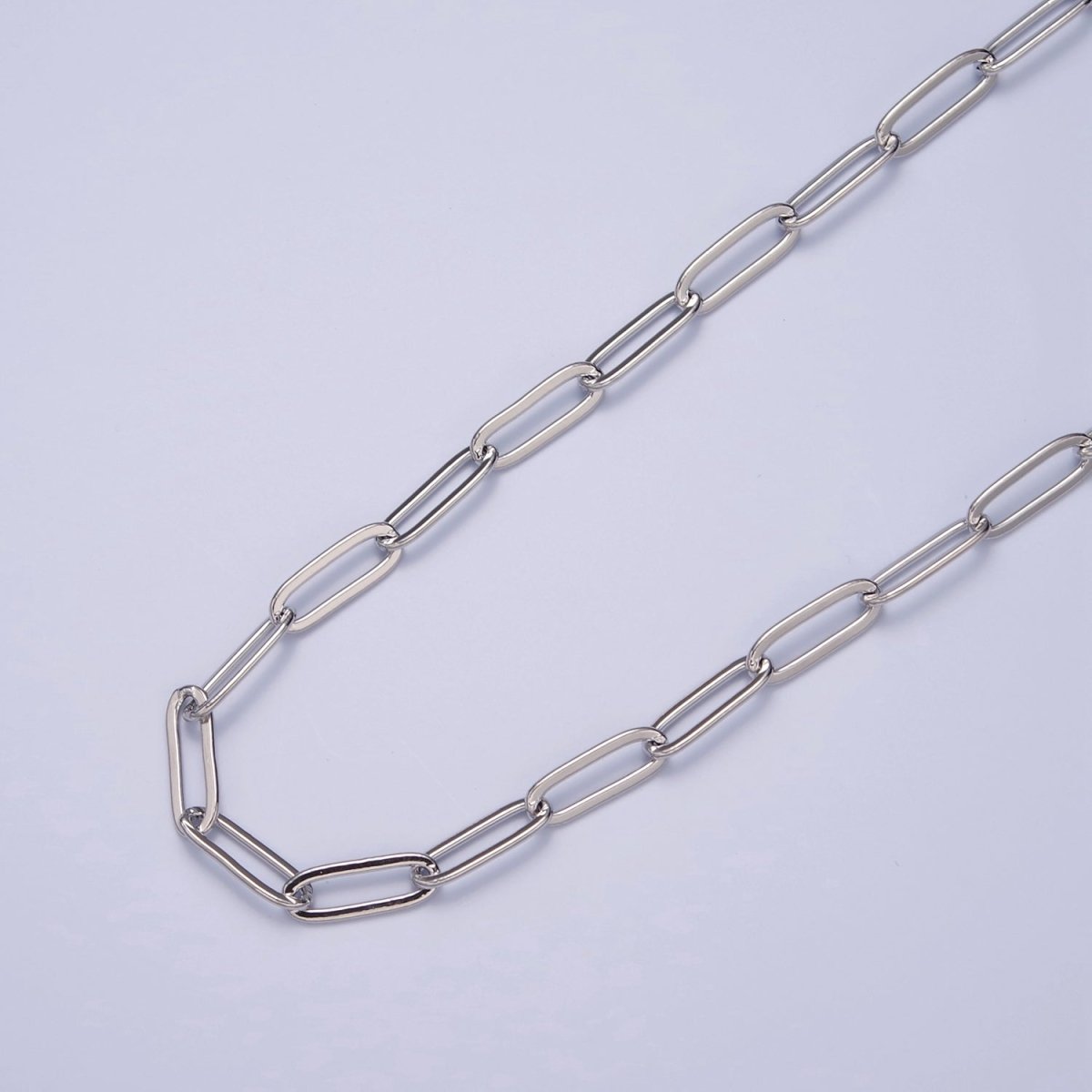 Silver Paper Clip Unfinished Chain, 14mm x 5mm 19.5 inch long | WA-1390 Clearance Pricing