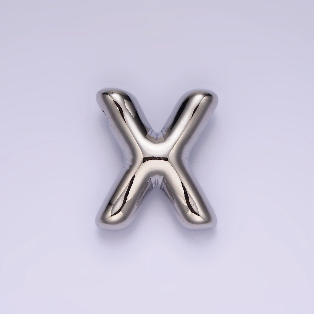 Silver Plated 20mm Chubby Balloon Initial Letter Personalized Pendant | A-A1080-A-A1092