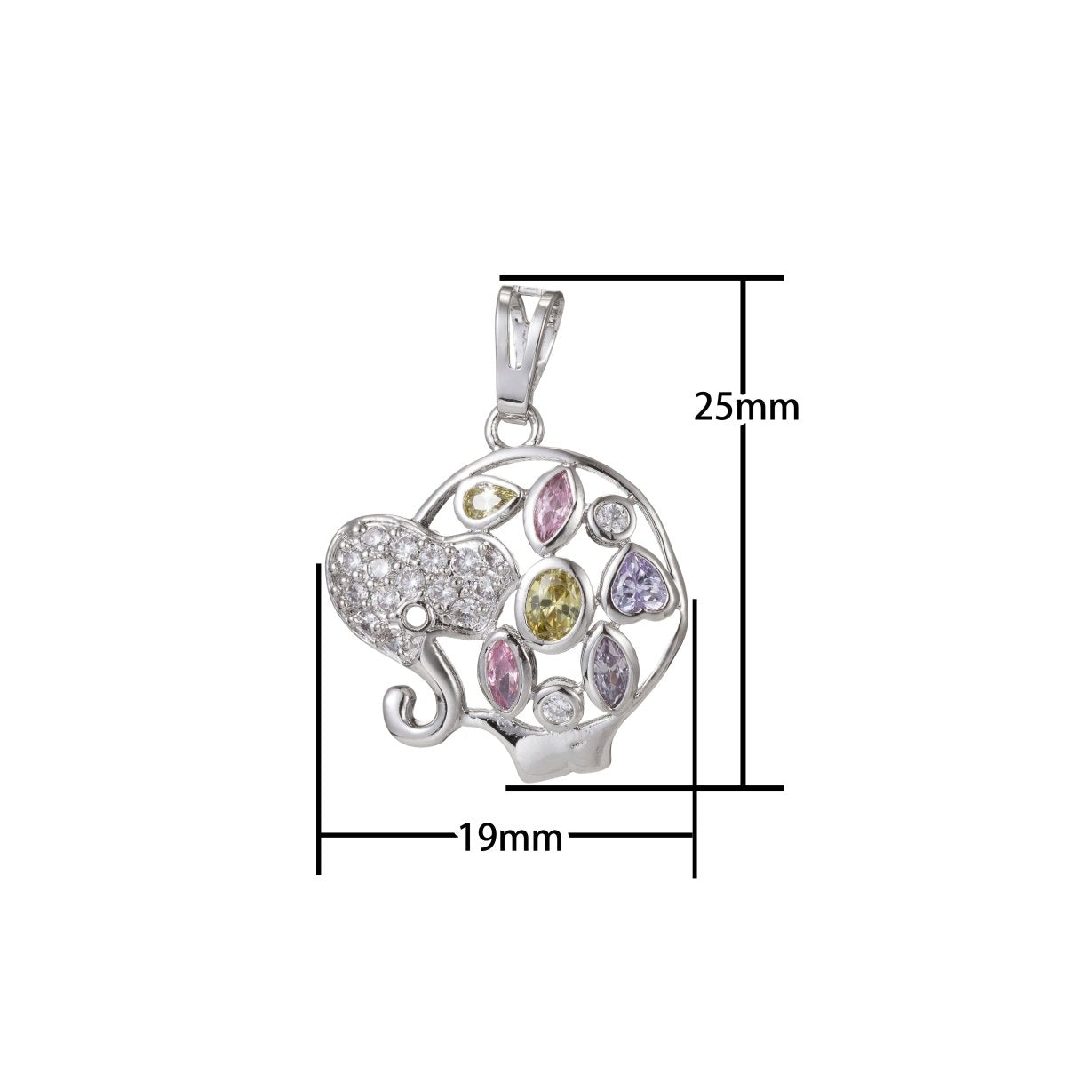 Silver Rainbow Gold Filled Elephant Pendants  I-460