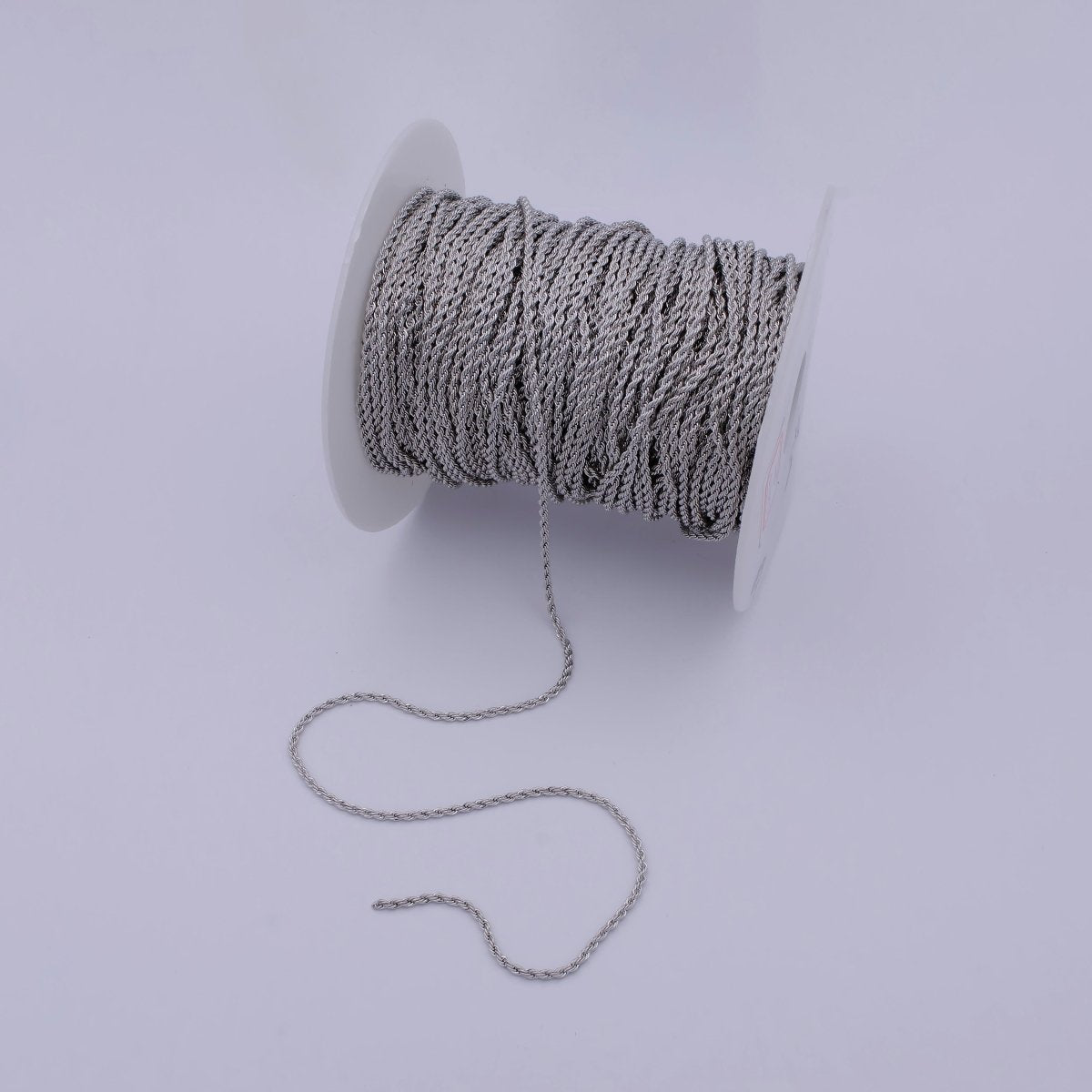 Silver Rope Chain by Yard, Gold Twisted Chain by Yard, Wholesale Roll Chain for Jewelry Making 2.2mm thickness | ROLL-595 Clearance Pricing