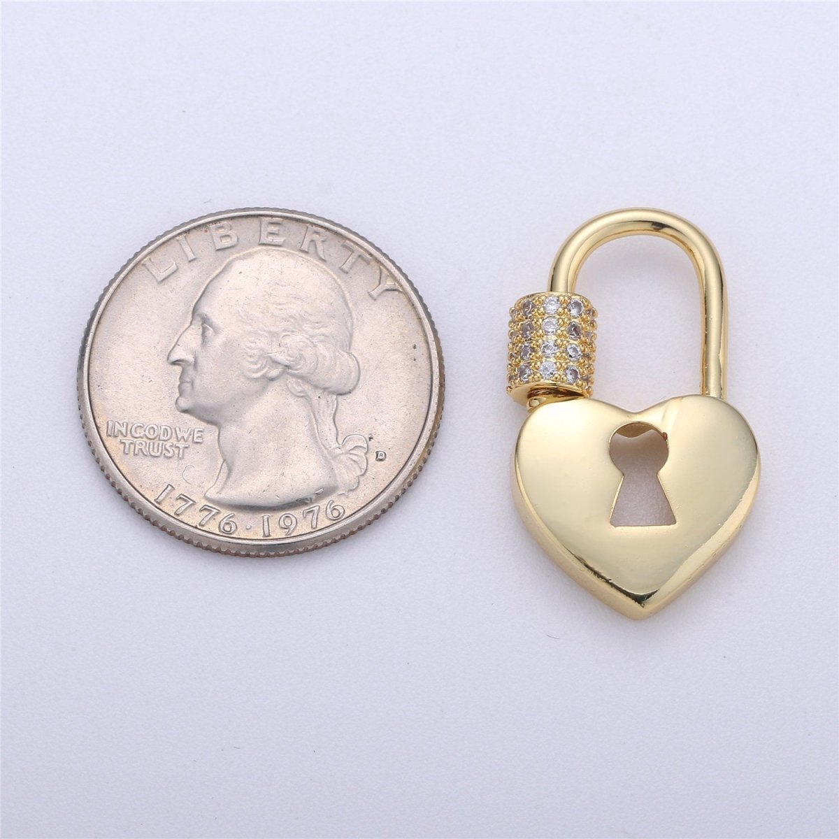 Silver, Rose Gold , Gold Filled Padlock Shaped Screw Clasp CZ Screw Clasp Micro Pave with Screw On Mechanism 30x12mm K-322