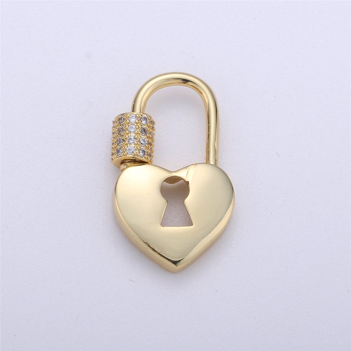 Silver, Rose Gold , Gold Filled Padlock Shaped Screw Clasp CZ Screw Clasp Micro Pave with Screw On Mechanism 30x12mm K-322