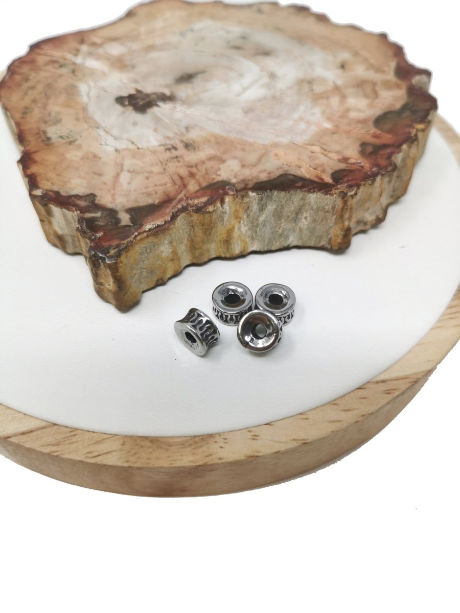 Silver Round Spacer Beads, Gear Spacer Bead, Textured bead, Wheel Bead, 7mm Spacer beads, Bracelet bead for jewelry making supply B-457