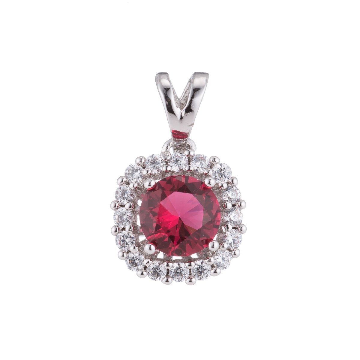 Silver Ruby Red Crystal, Diamond, Wife, Mom, Romantic Fiery Cubic Zirconia Necklace Pendant Charm Bead Bails Findings for Jewelry Making H-098