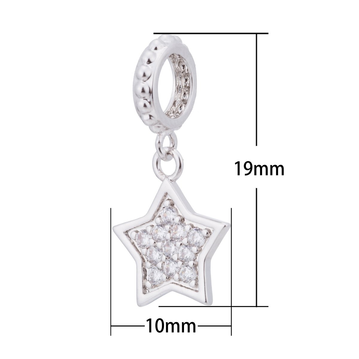 Shiny Star Bright Starburst Wish Twinkle Celestial Cubic Zirconia Bracelet Charm Bead Finding Pendant For Jewelry Making