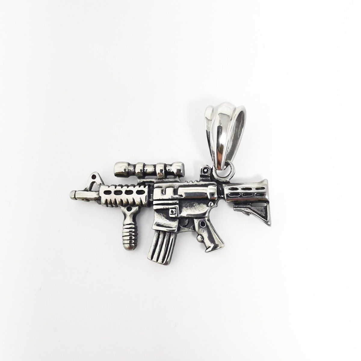 Silver SMG Rifle charm, Rifle Charms, Gaming Charms, Necklace Charm, For Charm Bracelets, Charm for Gamers J-786