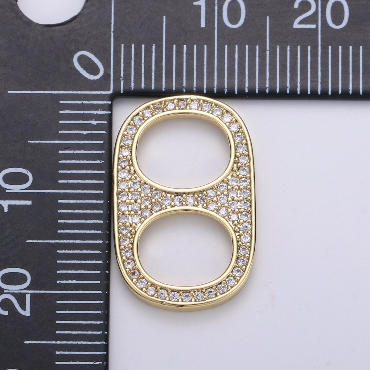 24K Gold Filled Micro Paved CZ Soda Pull Tab Link Charm in Gold & Silver | C488 C489
