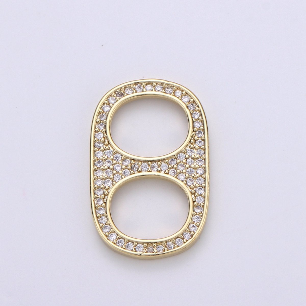 24K Gold Filled Micro Paved CZ Soda Pull Tab Link Charm in Gold & Silver | C488 C489