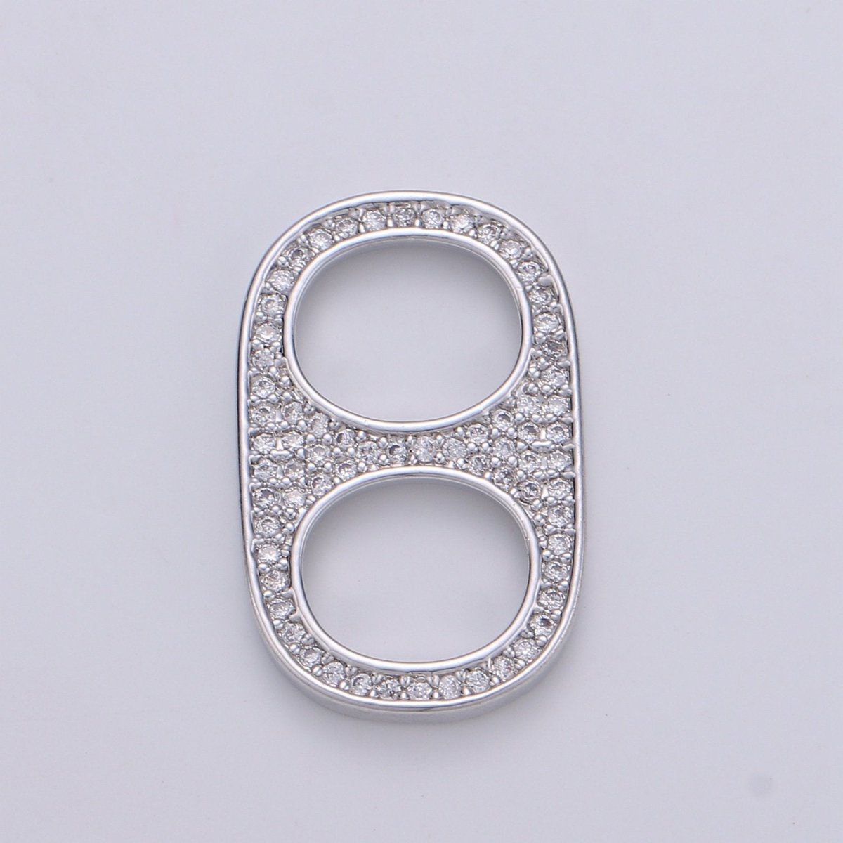 24K Gold Filled Micro Paved CZ Soda Pull Tab Link Charm in Gold & Silver | C488 C489