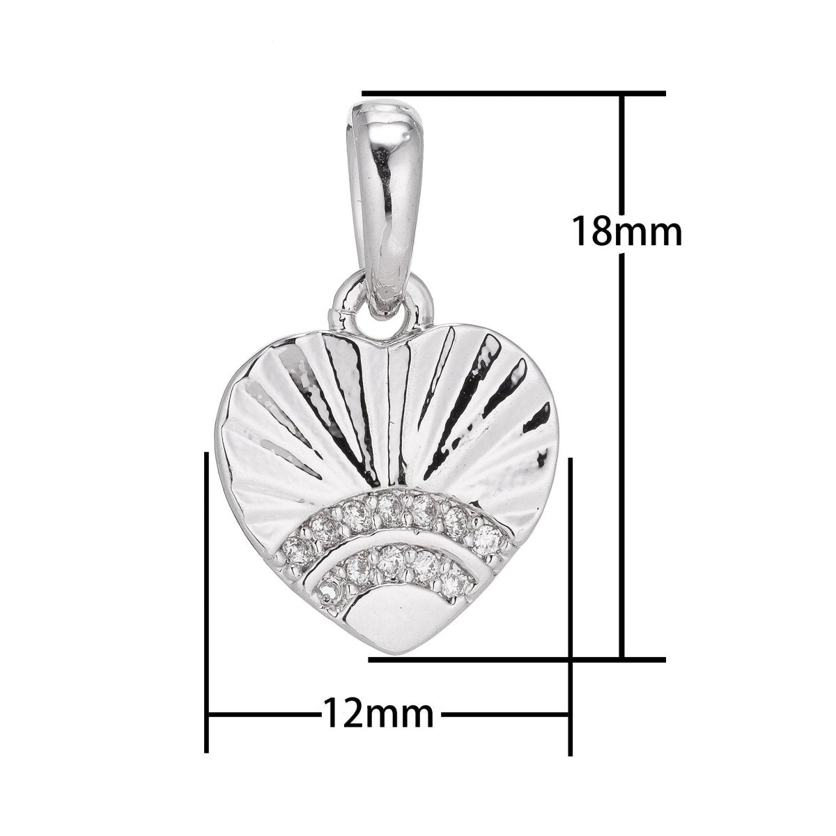 Silver Stainless Steel Cubic Zirconia SImple Lovely Love Heart  Charm Pendant Bails Findings for Earring Necklace Jewelry Making Supplies J-401