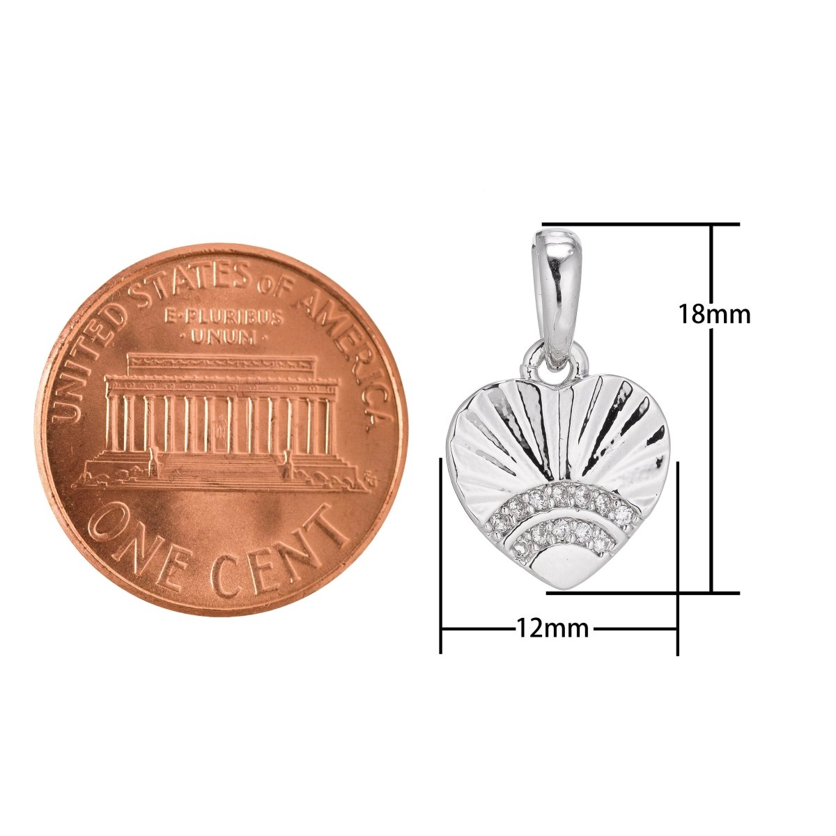 Silver Stainless Steel Cubic Zirconia SImple Lovely Love Heart  Charm Pendant Bails Findings for Earring Necklace Jewelry Making Supplies J-401