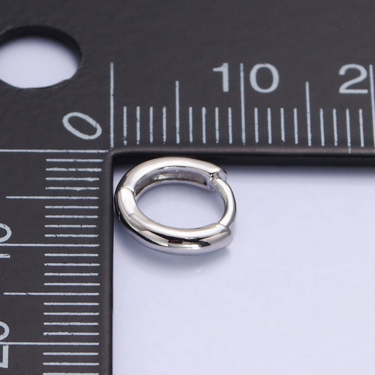Silver Thin Minimalist 10mm Cartilage Huggie Earrings | AB803