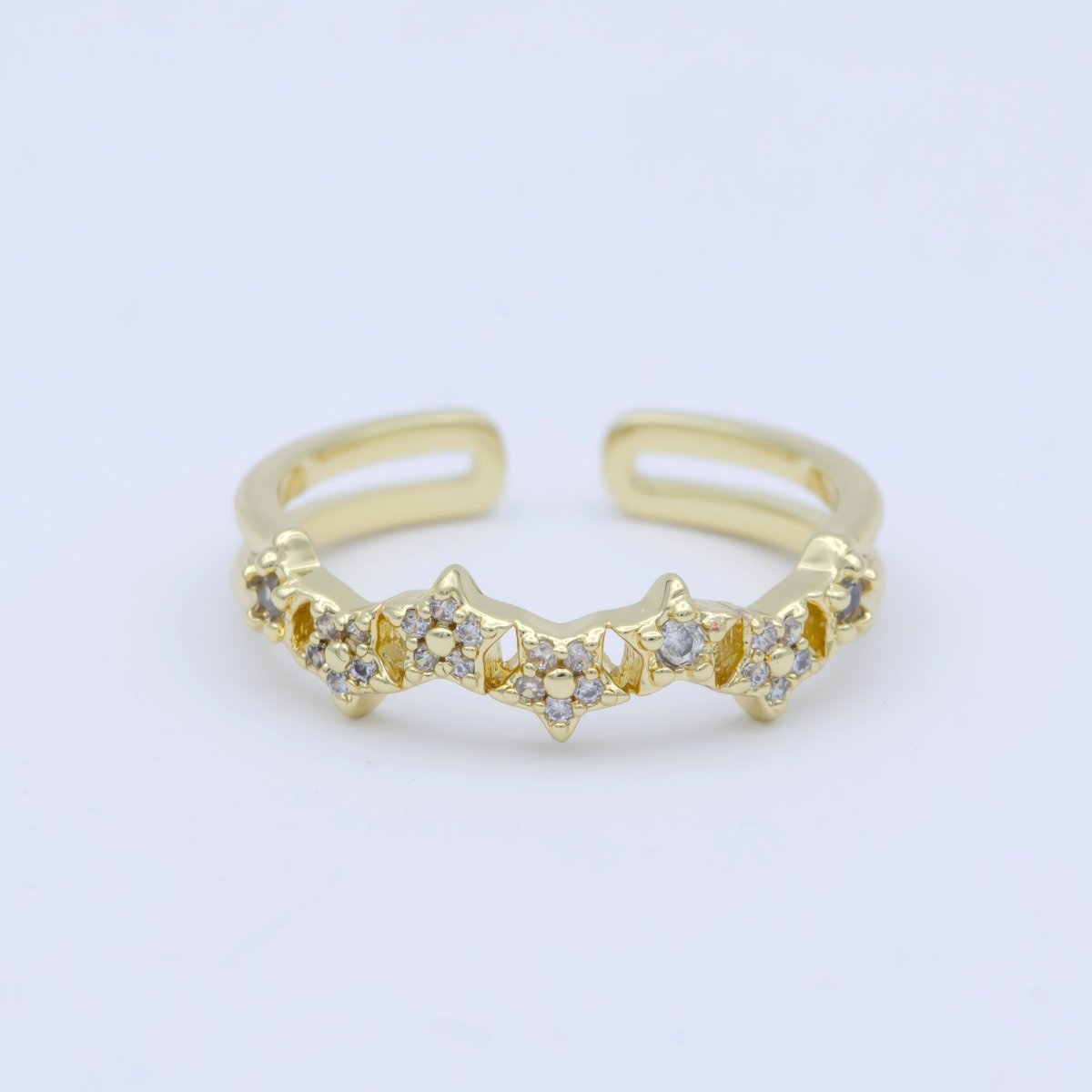 Simple Crown Clear Cz Stone Stackable Open Adjustable Ring in 14k Gold Filled Minimalist jewelry O-487