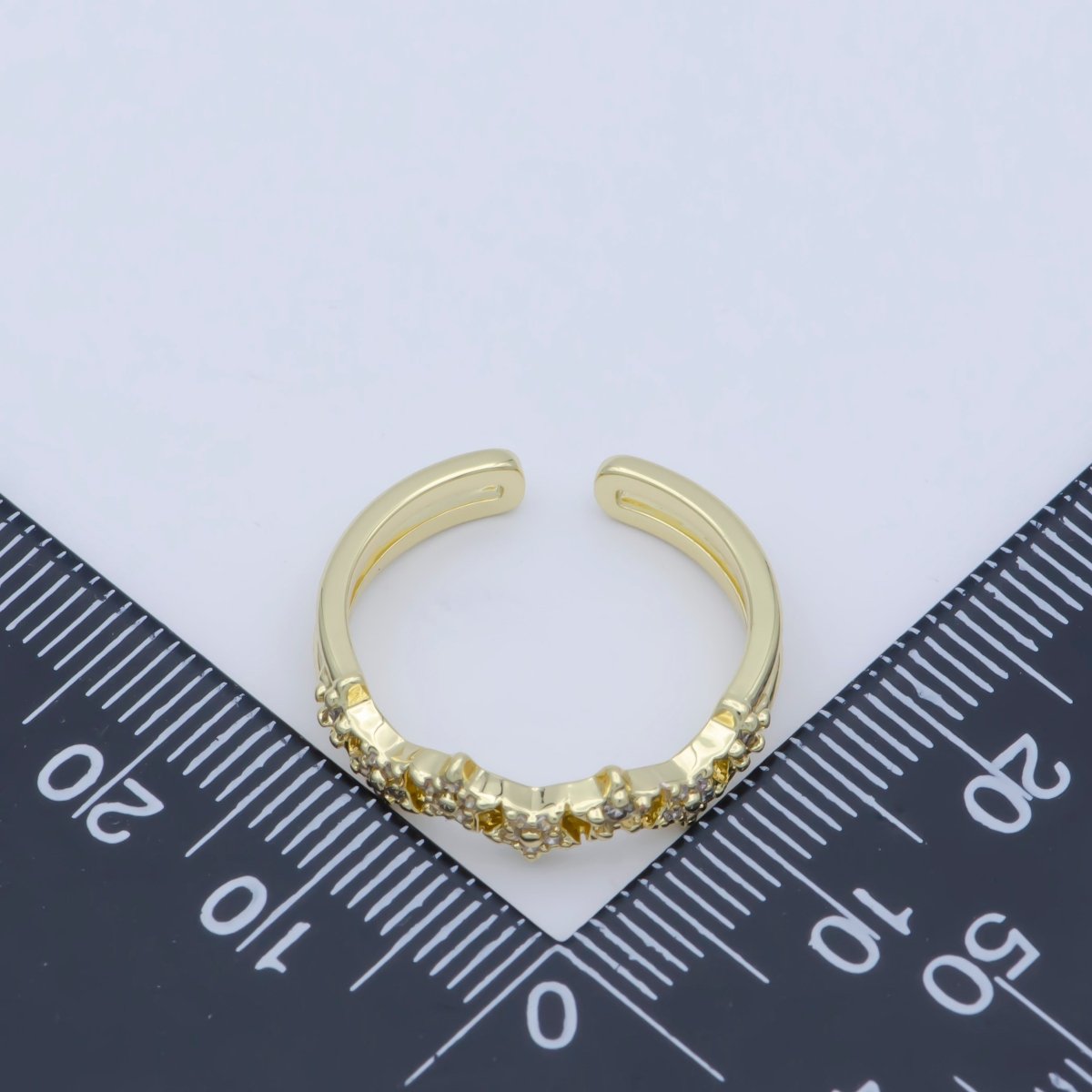 Simple Crown Clear Cz Stone Stackable Open Adjustable Ring in 14k Gold Filled Minimalist jewelry O-487