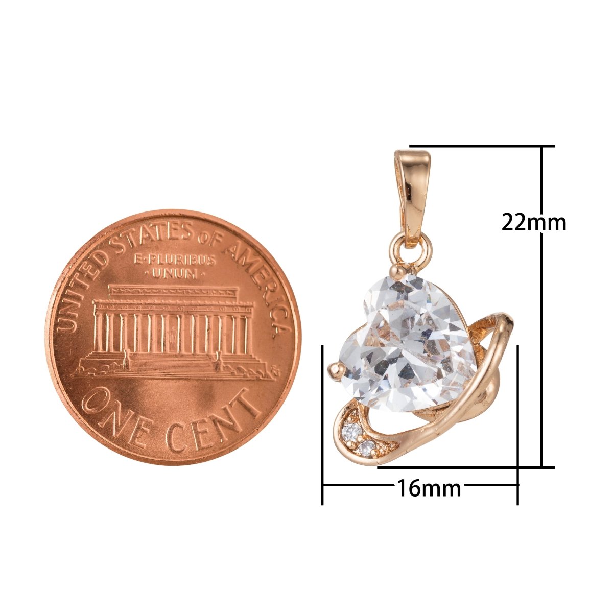 Simple Crystal Heart Gold Filled Pendants  I-542