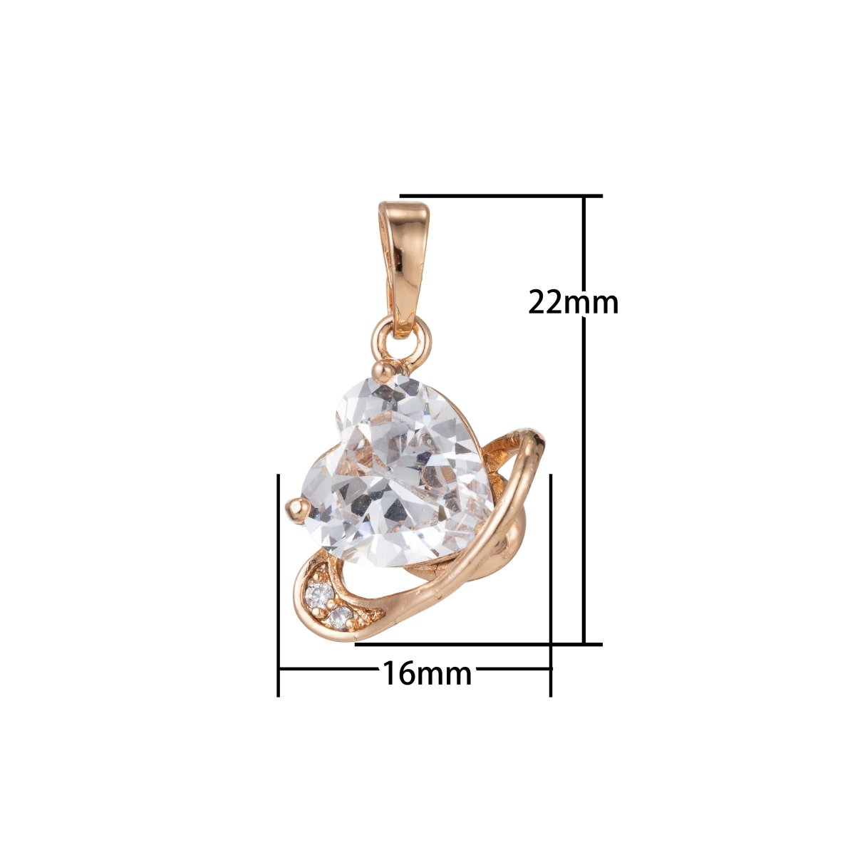 Simple Crystal Heart Gold Filled Pendants  I-542