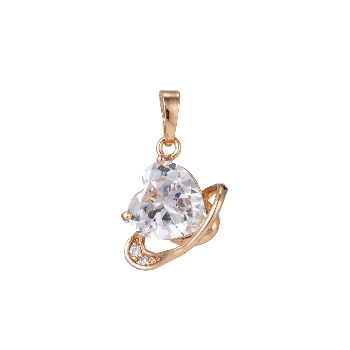 Simple Crystal Heart Gold Filled Pendants  I-542