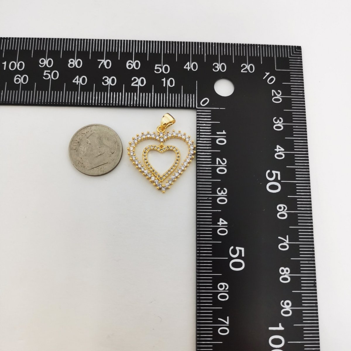 Simple Gold Filled Double Heart Pendants  I-766