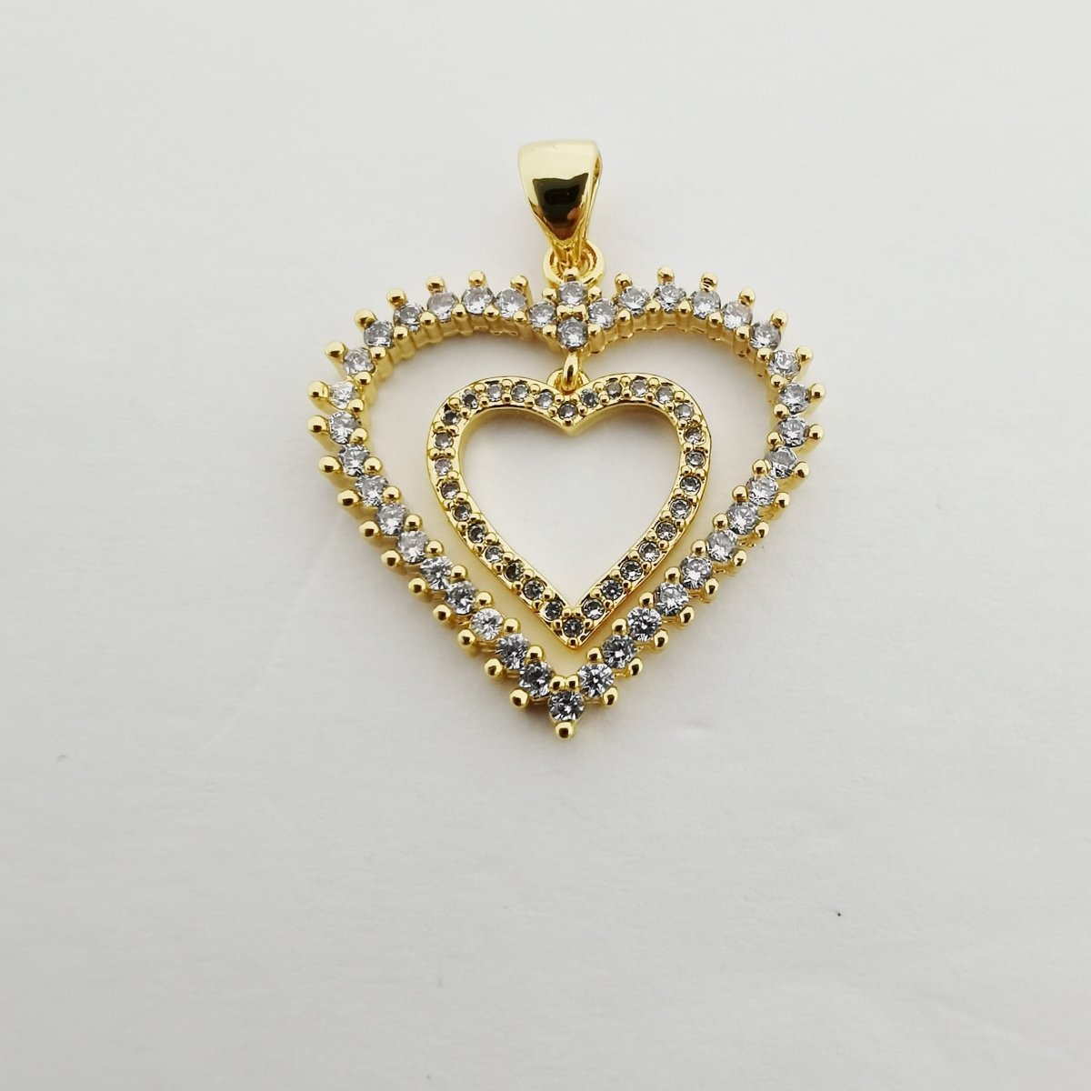 Simple Gold Filled Double Heart Pendants  I-766