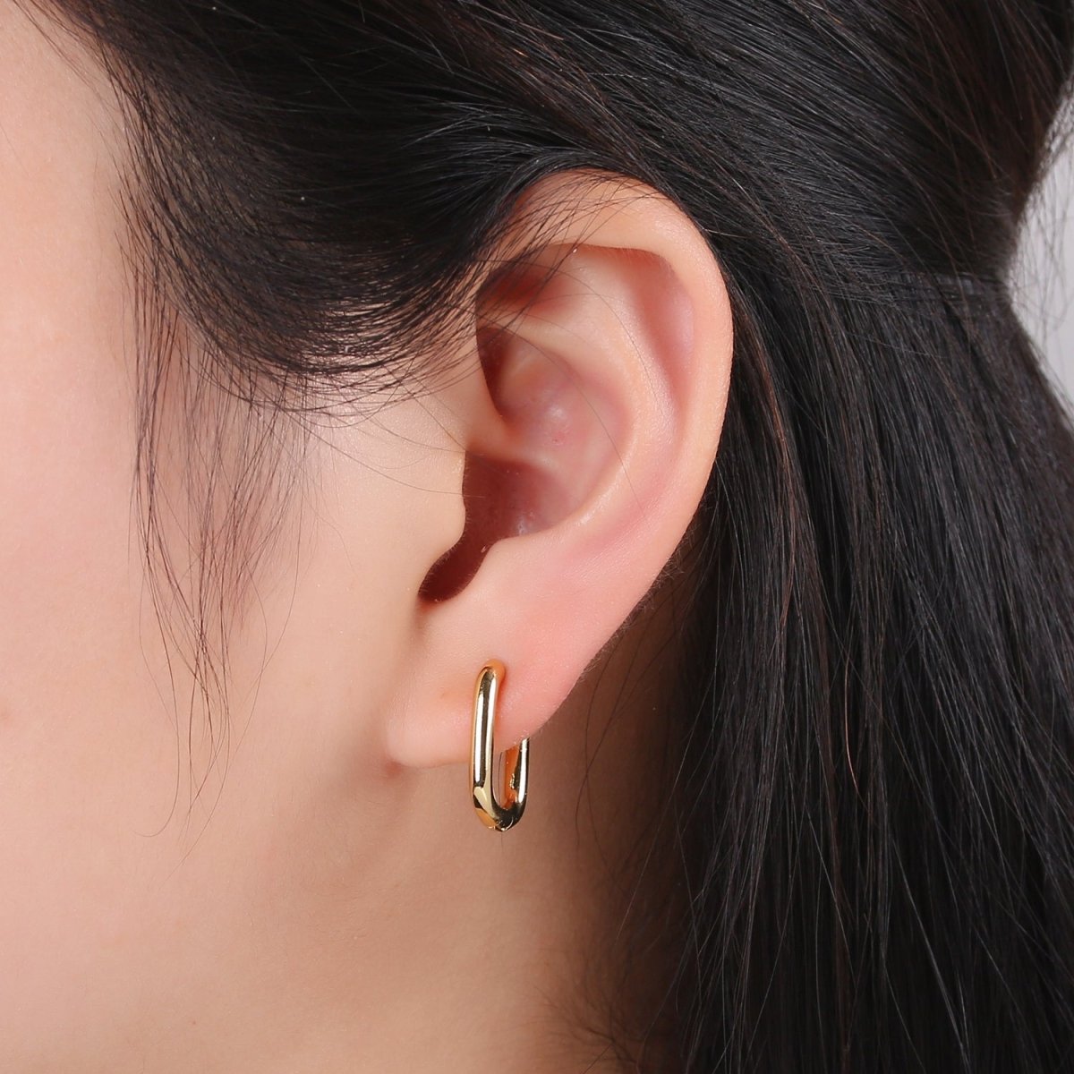 Simple Gold Lever backs Earring, Paperclip Fish Loop Earring, Vintage Gold Micro Pave Earring for DIY Q-441