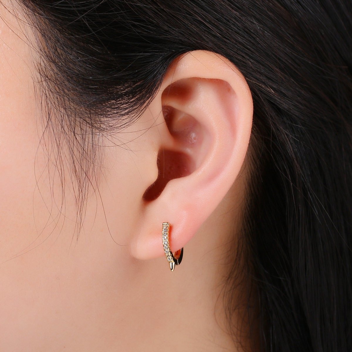 Simple Golden Round Huggies Earrings CZ Gold Filled Geometric Shape Casual/Formal Micro Paved Daily Wear Earring Jewelry P-101