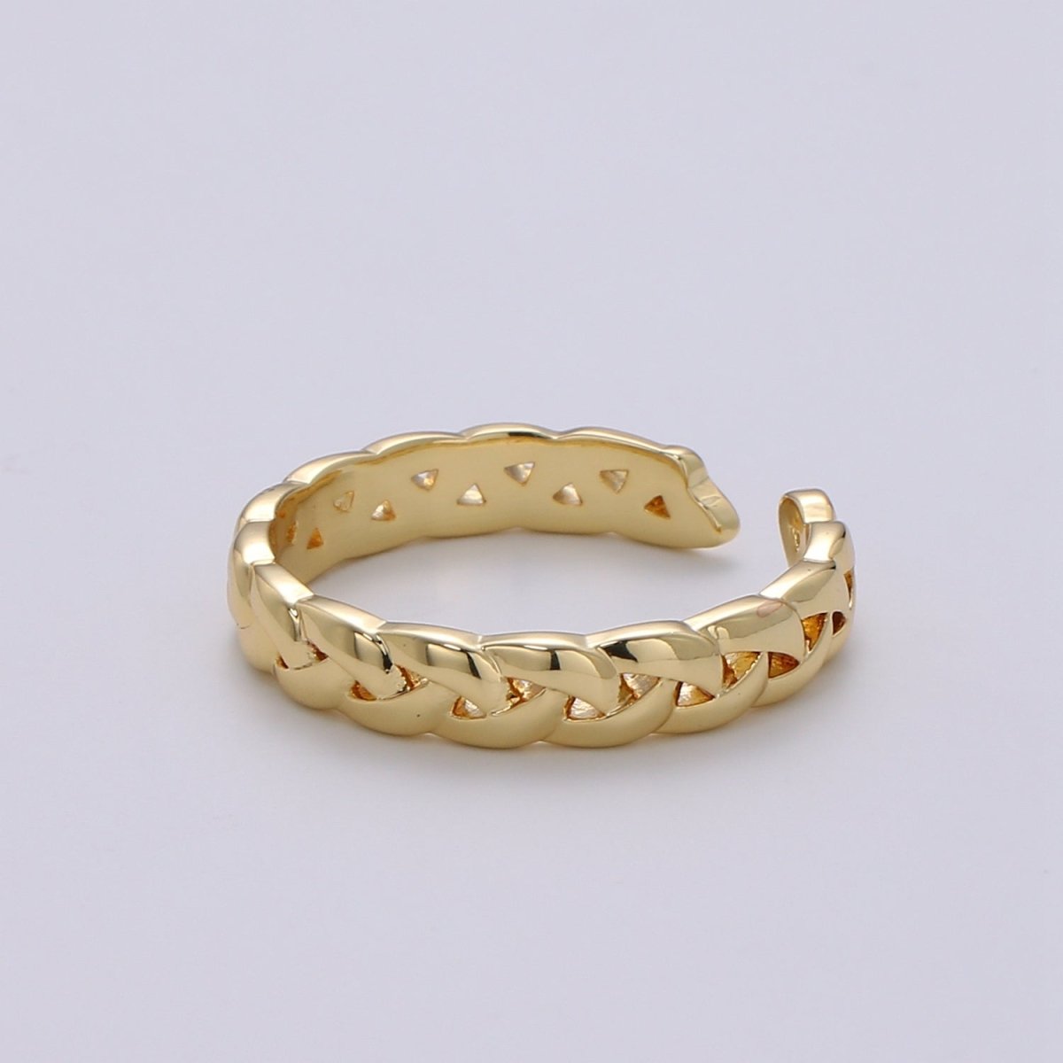 Simple Minimalist Braided Chain Gold Filled Adjustable Ring R-234