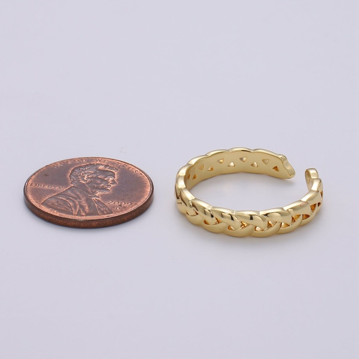 Simple Minimalist Braided Chain Gold Filled Adjustable Ring R-234