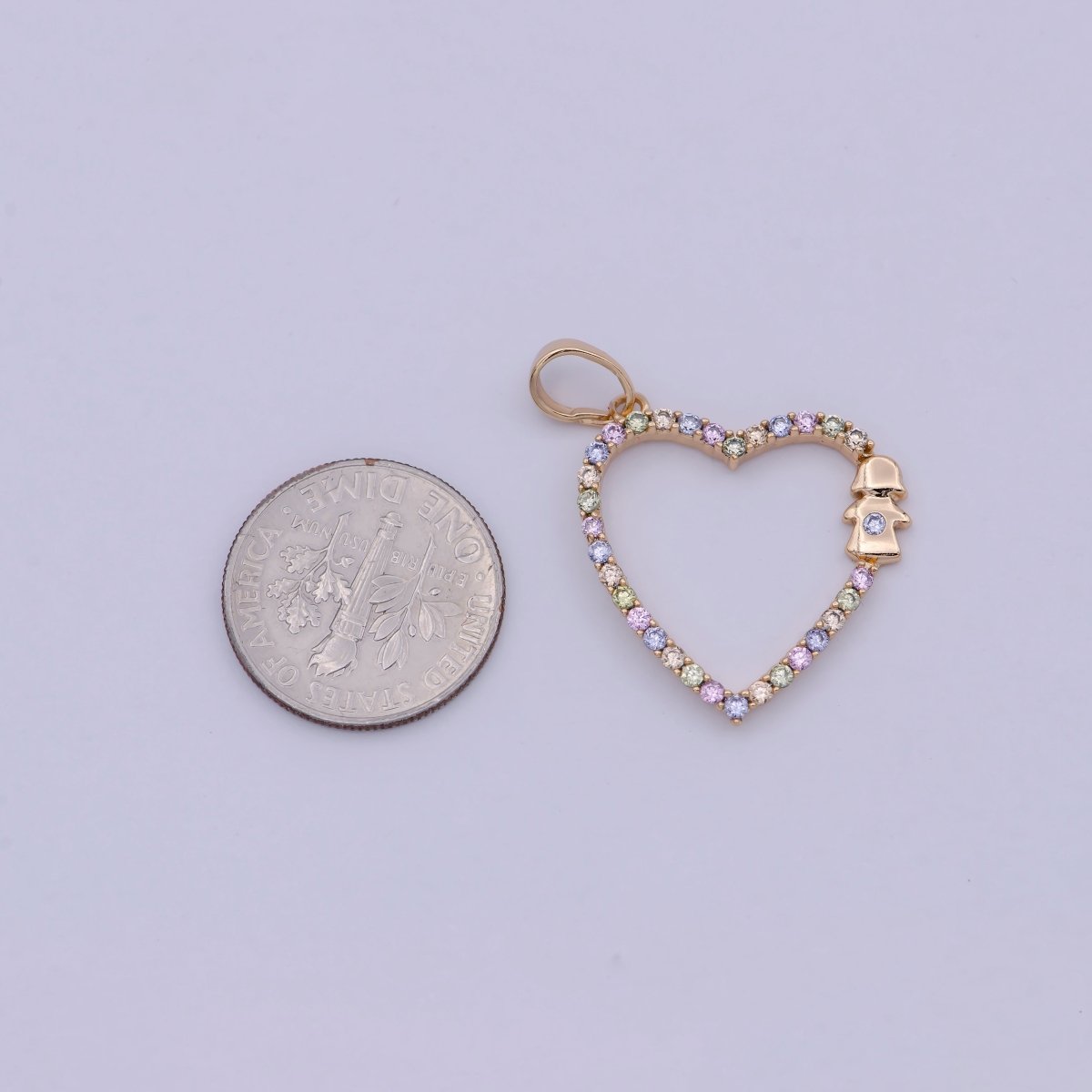 Simple Minimalist Rainbow Gold Filled Heart Pendants I-826
