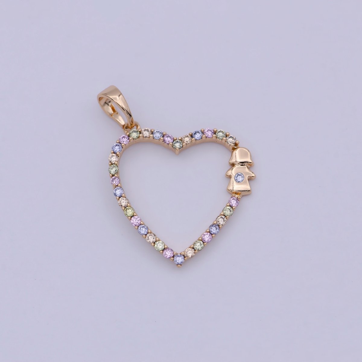 Simple Minimalist Rainbow Gold Filled Heart Pendants I-826
