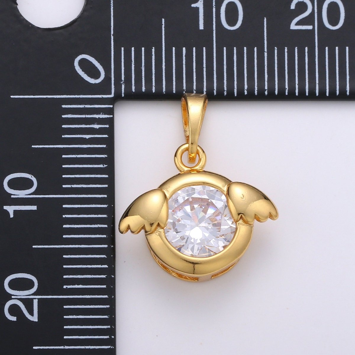Simple Round Crystal Gold Filled Little Wings Pendants  J-078