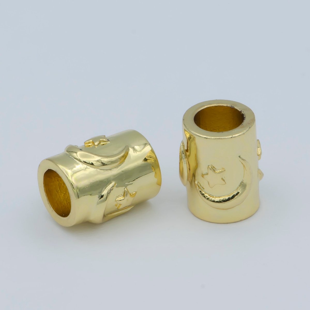 Small Bead 8x7mm Bead CZ Gold Bead Star Moon Beads cylinder Cubic Bead for Bracelet Necklace Supply Large Hole Beads B-547