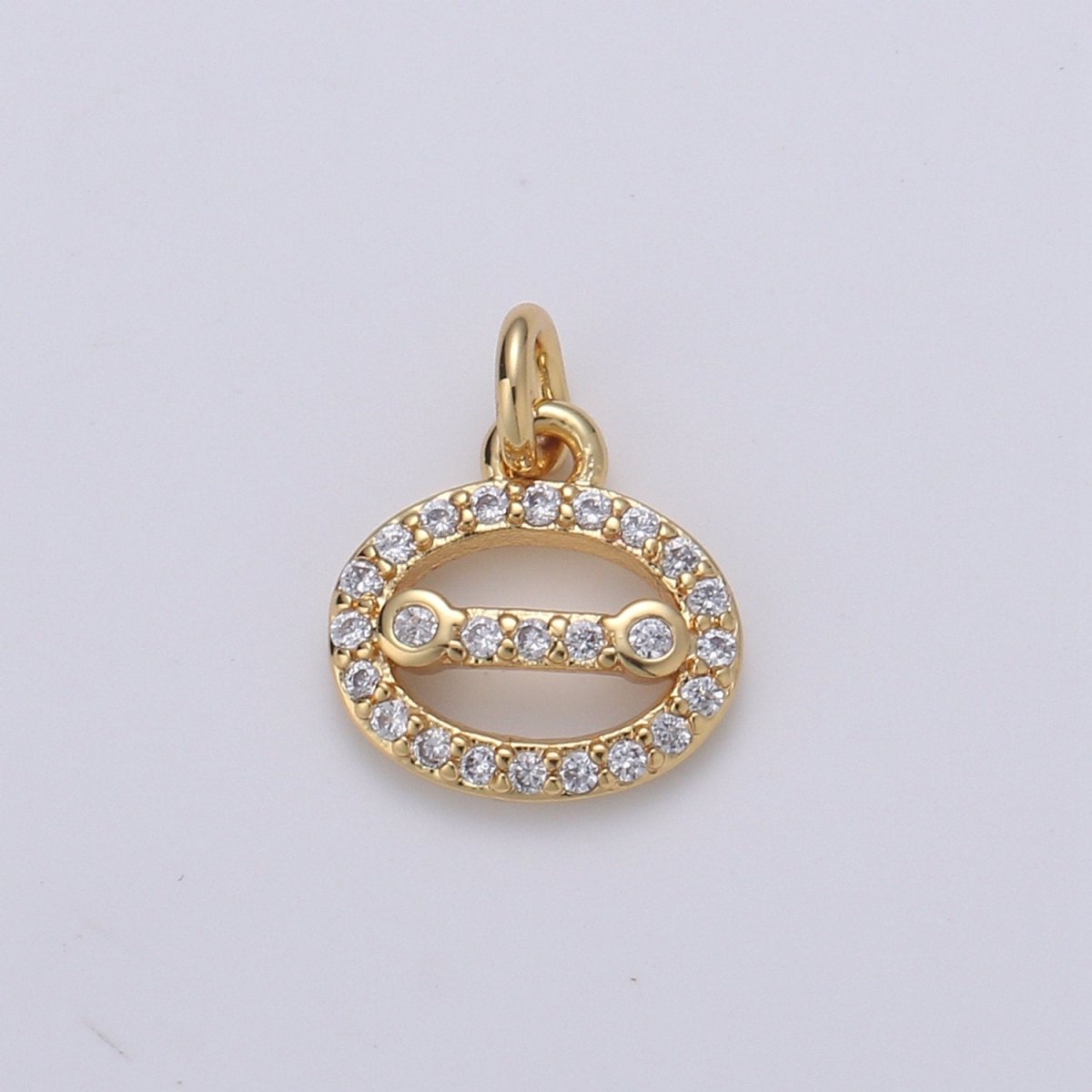 Small Cluster Cubic charm, Disc charm Balance CZ charms, Oval Cluster Zirconia, bracelet charm Necklace Charm, D-711
