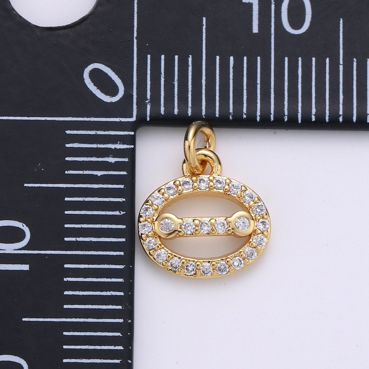 Small Cluster Cubic charm, Disc charm Balance CZ charms, Oval Cluster Zirconia, bracelet charm Necklace Charm, D-711