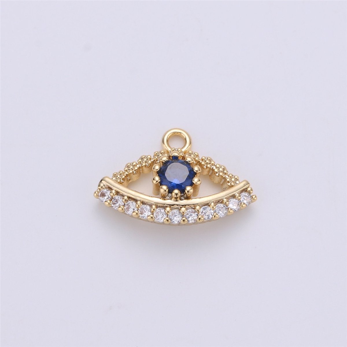 Small Dainty Gold Filled Gold Evil eye Charm Micro Pave Evil Eye Charm Cubic Evil Eye Charm for Bracelet Necklace Earring Charm 14x10mm C-711