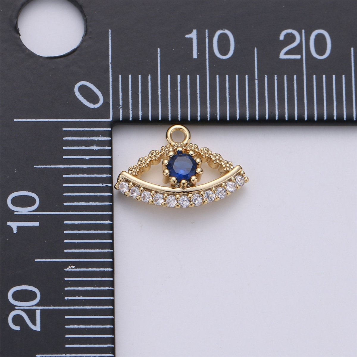 Small Dainty Gold Filled Gold Evil eye Charm Micro Pave Evil Eye Charm Cubic Evil Eye Charm for Bracelet Necklace Earring Charm 14x10mm C-711