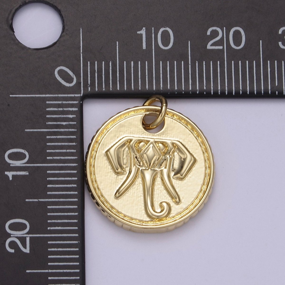 Small Gold Coin Charm Elephant Head Wild Animal Safari Inspired Jewelry N-837