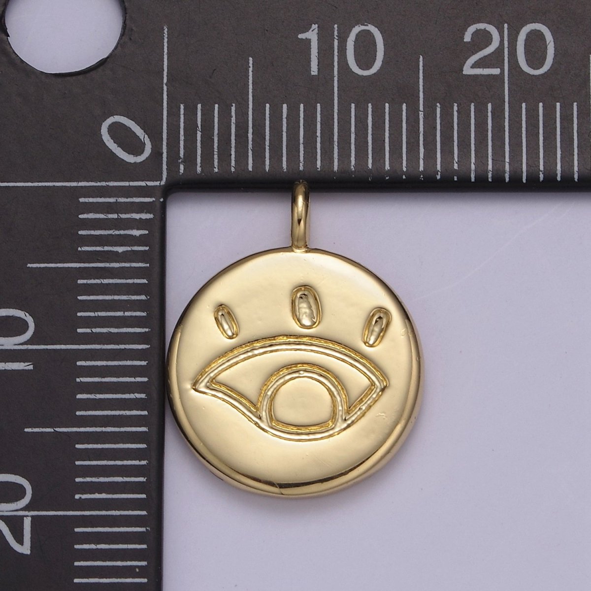 Small Gold Eye Coin Charm Greek Eye of Ra Add on Charm N-577