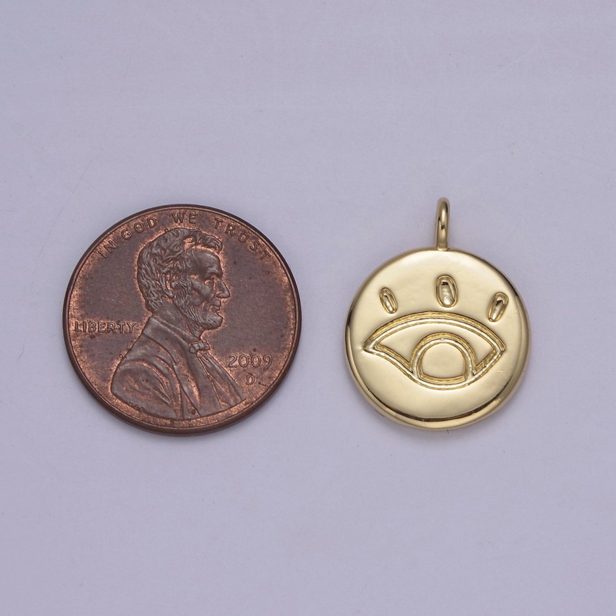 Small Gold Eye Coin Charm Greek Eye of Ra Add on Charm N-577