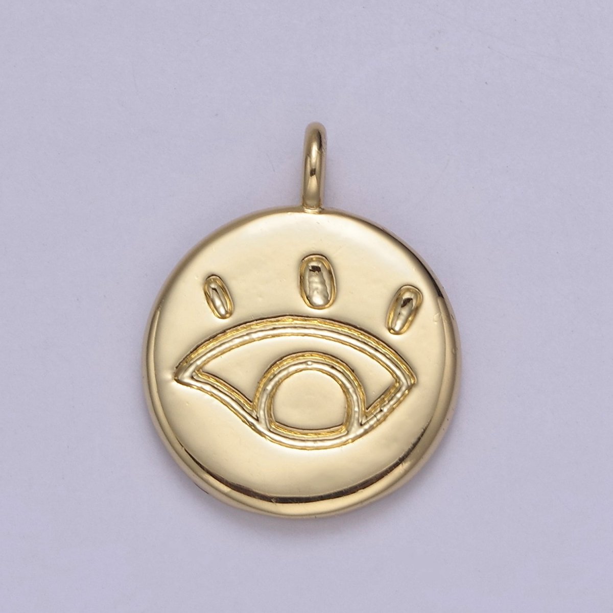 Small Gold Eye Coin Charm Greek Eye of Ra Add on Charm N-577