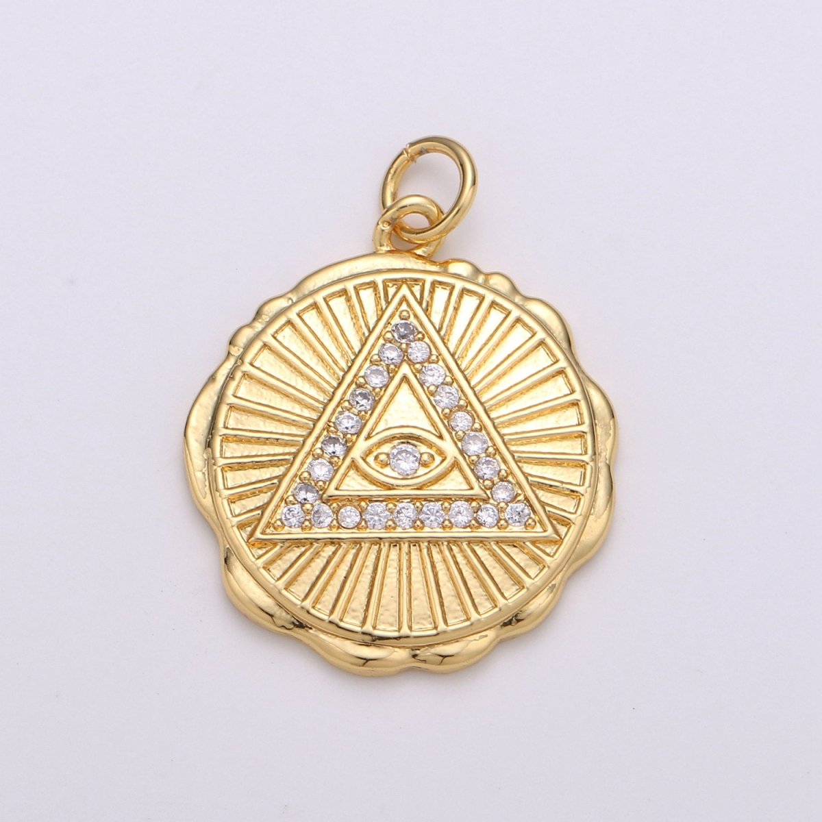 Small Gold Eye of Providence Symbol Pendant All Seeing Eye Charm Illuminati Emblem Third Eye Amulet Talisman Sign Medallion Charm D-346