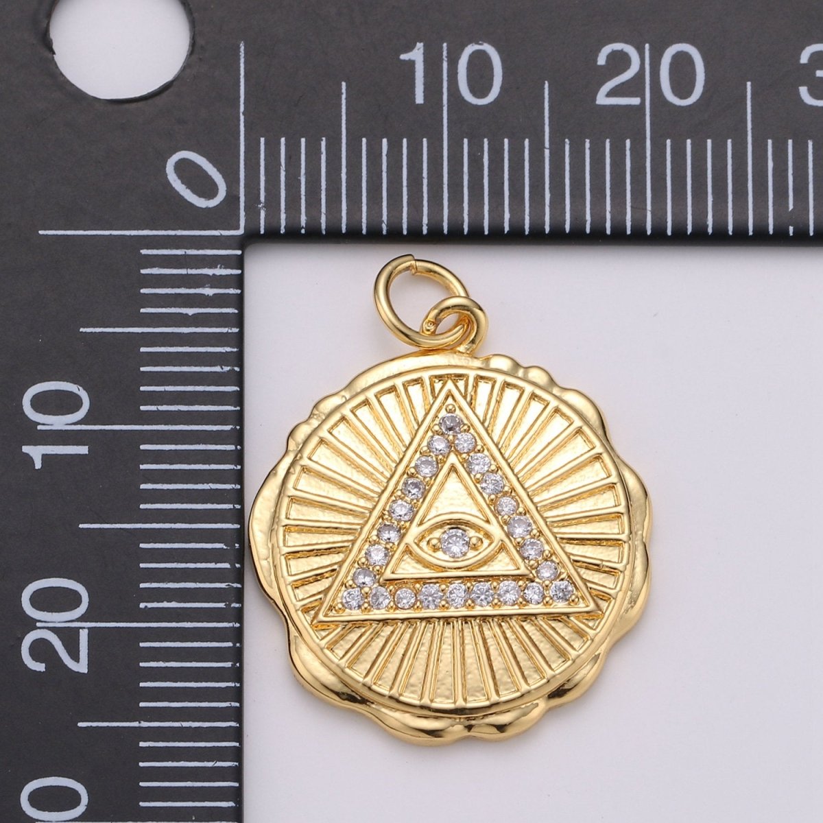 Small Gold Eye of Providence Symbol Pendant All Seeing Eye Charm Illuminati Emblem Third Eye Amulet Talisman Sign Medallion Charm D-346
