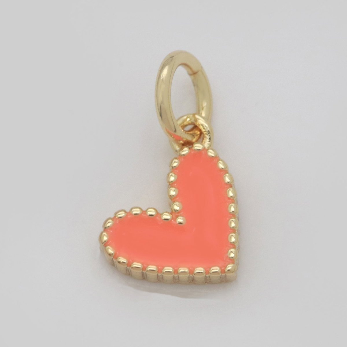 Small Gold Heart Charm - Dainty Enamel Mini Heart Add On Charm Tiny Colorful Heart Love Inspired Gold filled Pendant for Necklace Bracelet M-637 M-638 M-640to M-647