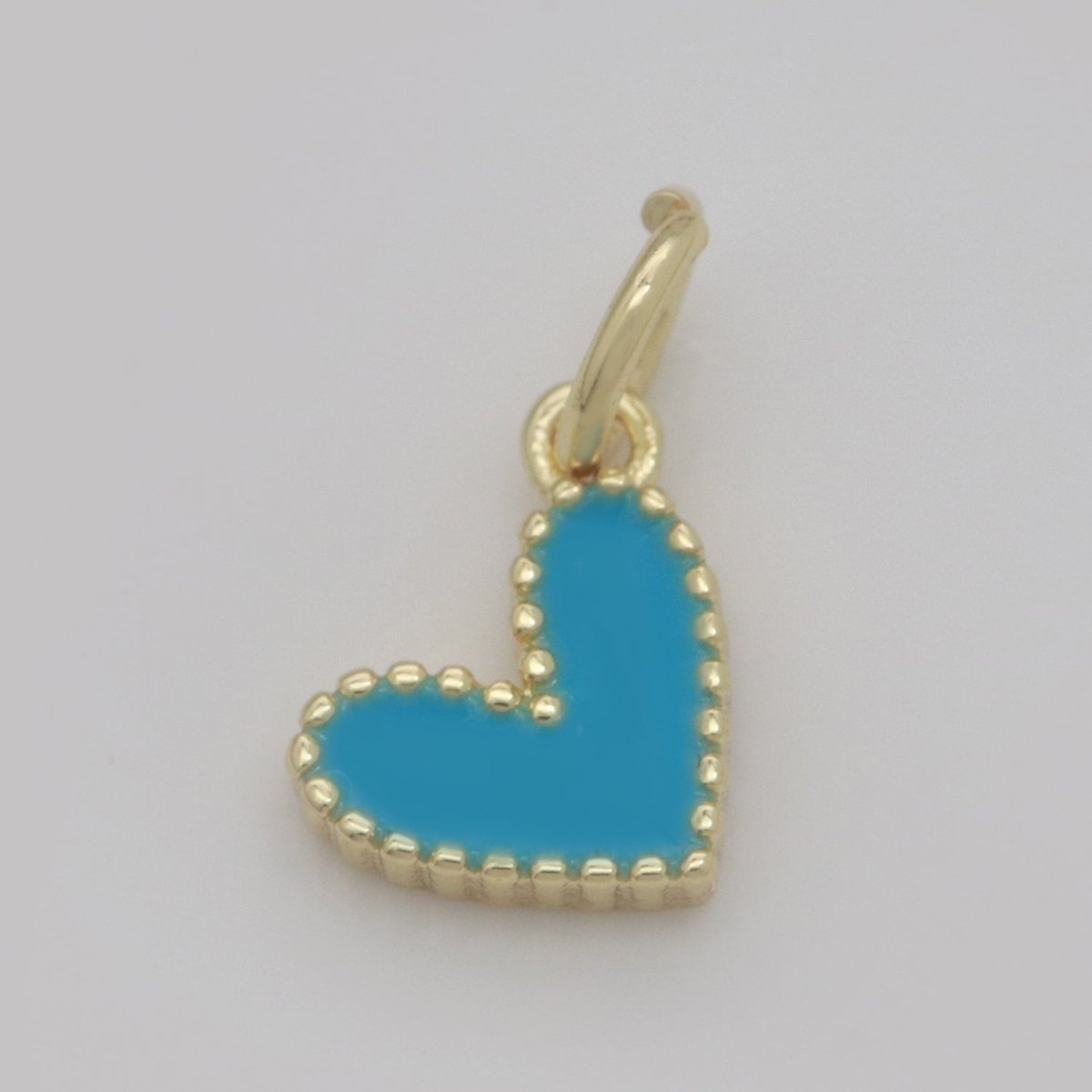 Small Gold Heart Charm - Dainty Enamel Mini Heart Add On Charm Tiny Colorful Heart Love Inspired Gold filled Pendant for Necklace Bracelet M-637 M-638 M-640to M-647