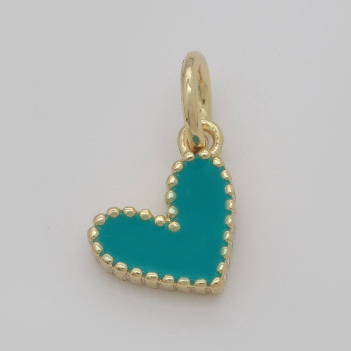 Small Gold Heart Charm - Dainty Enamel Mini Heart Add On Charm Tiny Colorful Heart Love Inspired Gold filled Pendant for Necklace Bracelet M-637 M-638 M-640to M-647