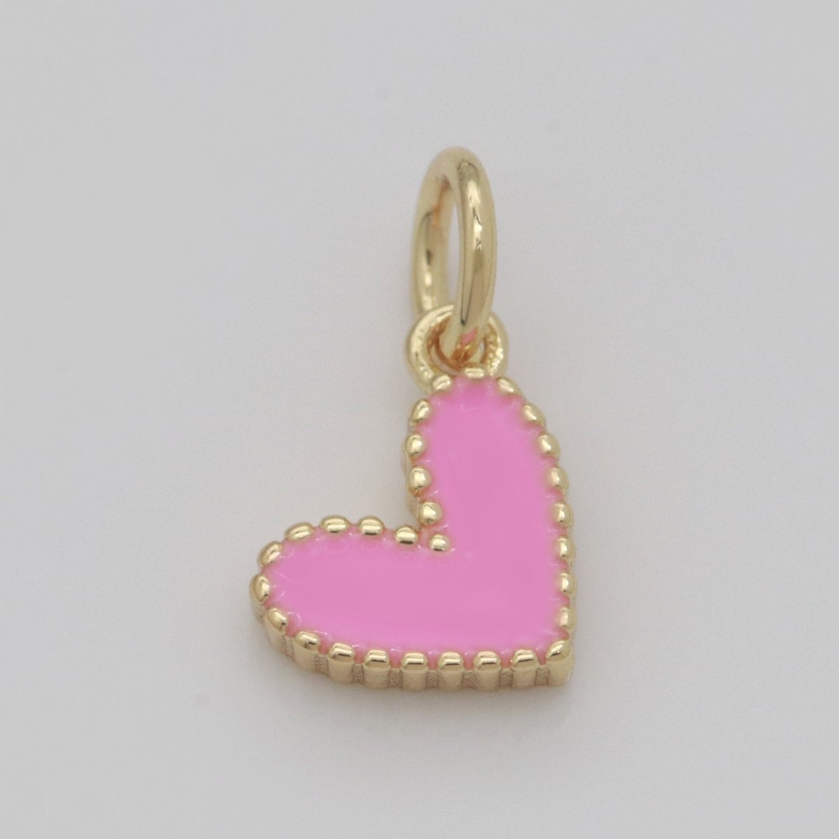 Small Gold Heart Charm - Dainty Enamel Mini Heart Add On Charm Tiny Colorful Heart Love Inspired Gold filled Pendant for Necklace Bracelet M-637 M-638 M-640to M-647